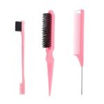 Bristle Hair Styling Brush Rat Tail Comb and Edge Brush Set