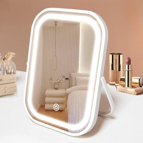 Portable LED Travel Mirror with 1200mAh Battery Dimming