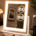 White Lighted Mirror 9 LEDs 10X Magnifier