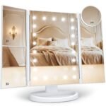 Trifold Lighted Mirror with 2X 3X and 10X Magnification